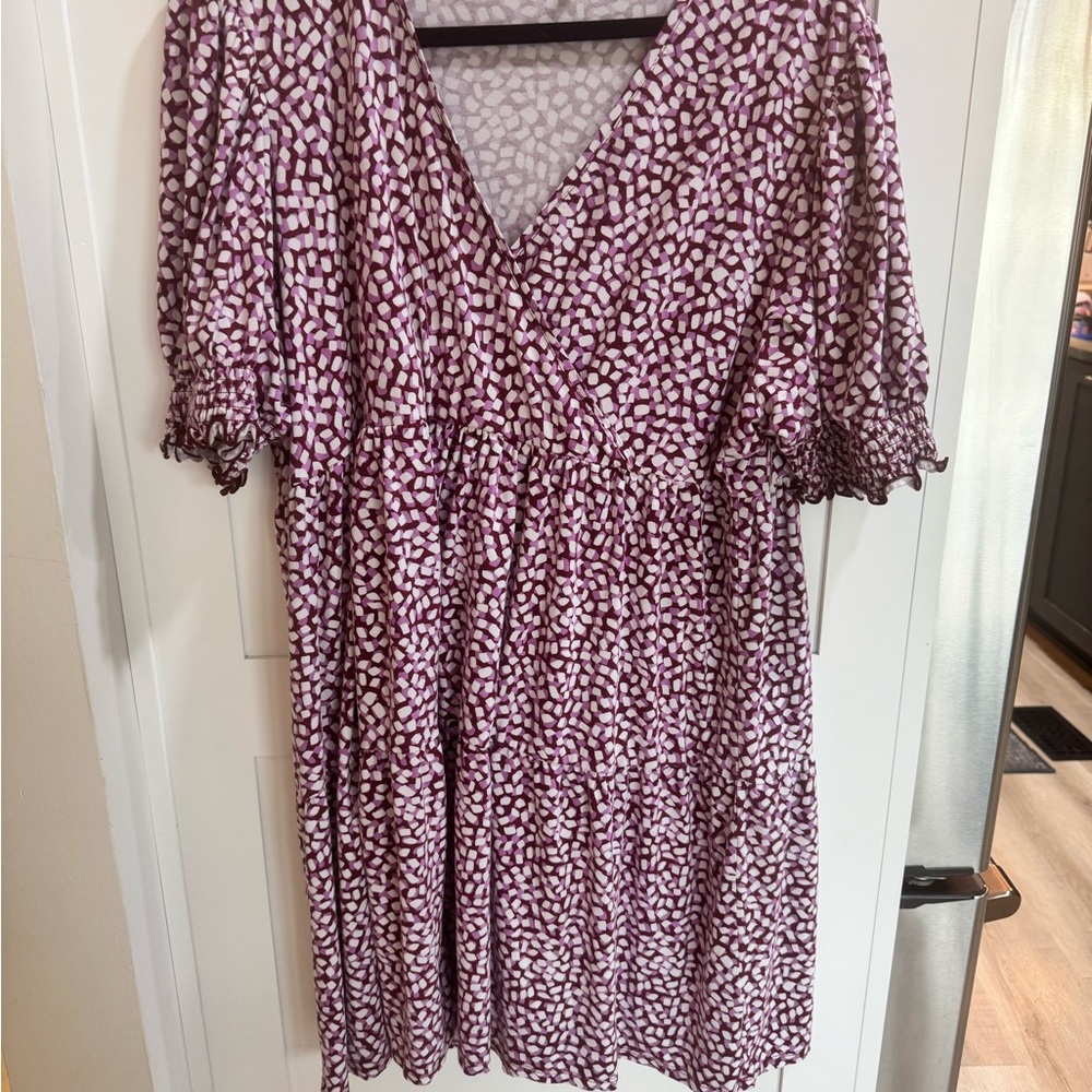 Draper James Nanci Dress in Geometric Burgundy XXL